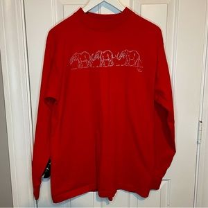 Nurit Garrett | Vintage Long Sleeve Red T-shirt Elephant Graphic
